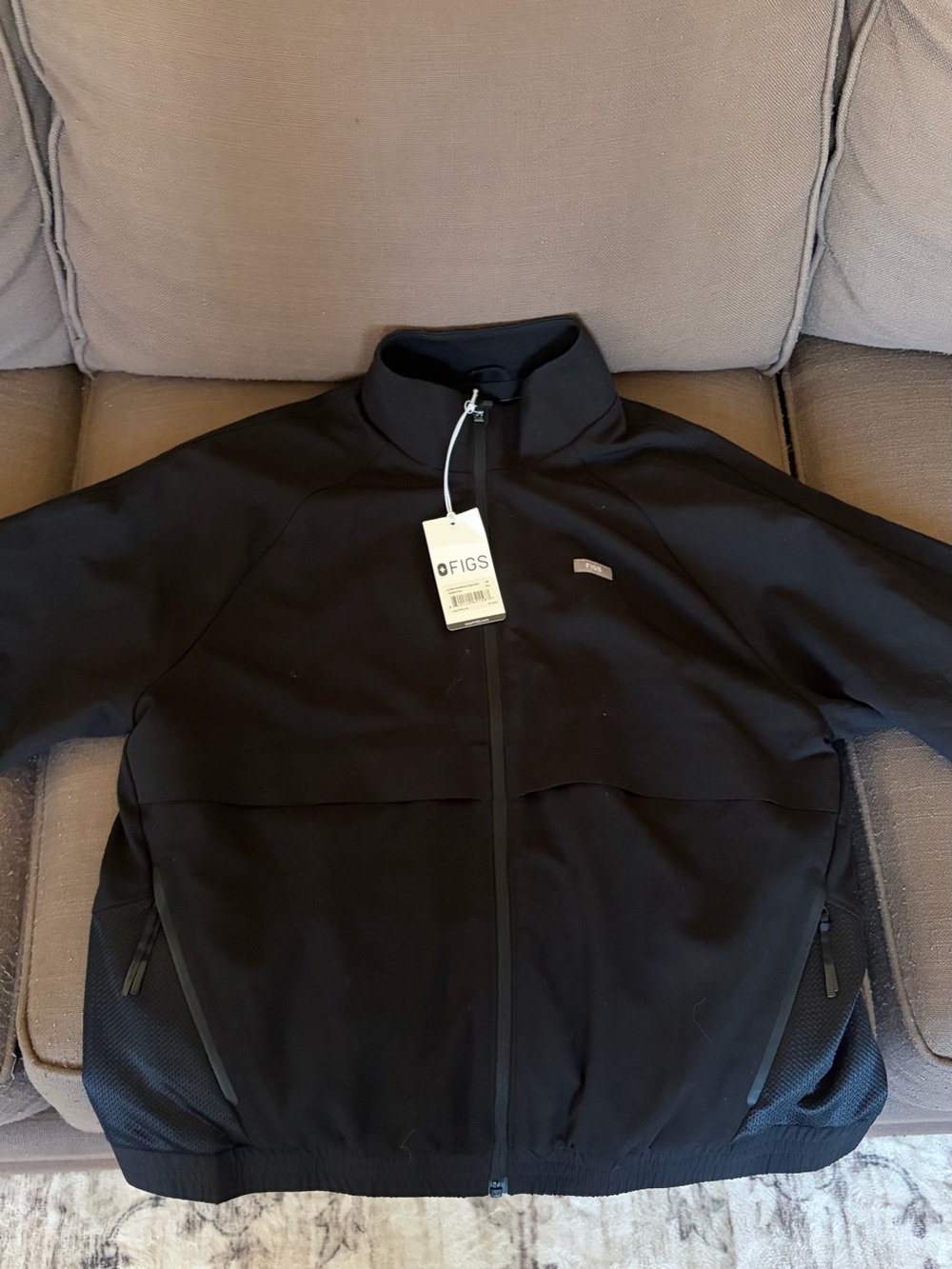 Figs Black Lightweight Full-Zip Jacket